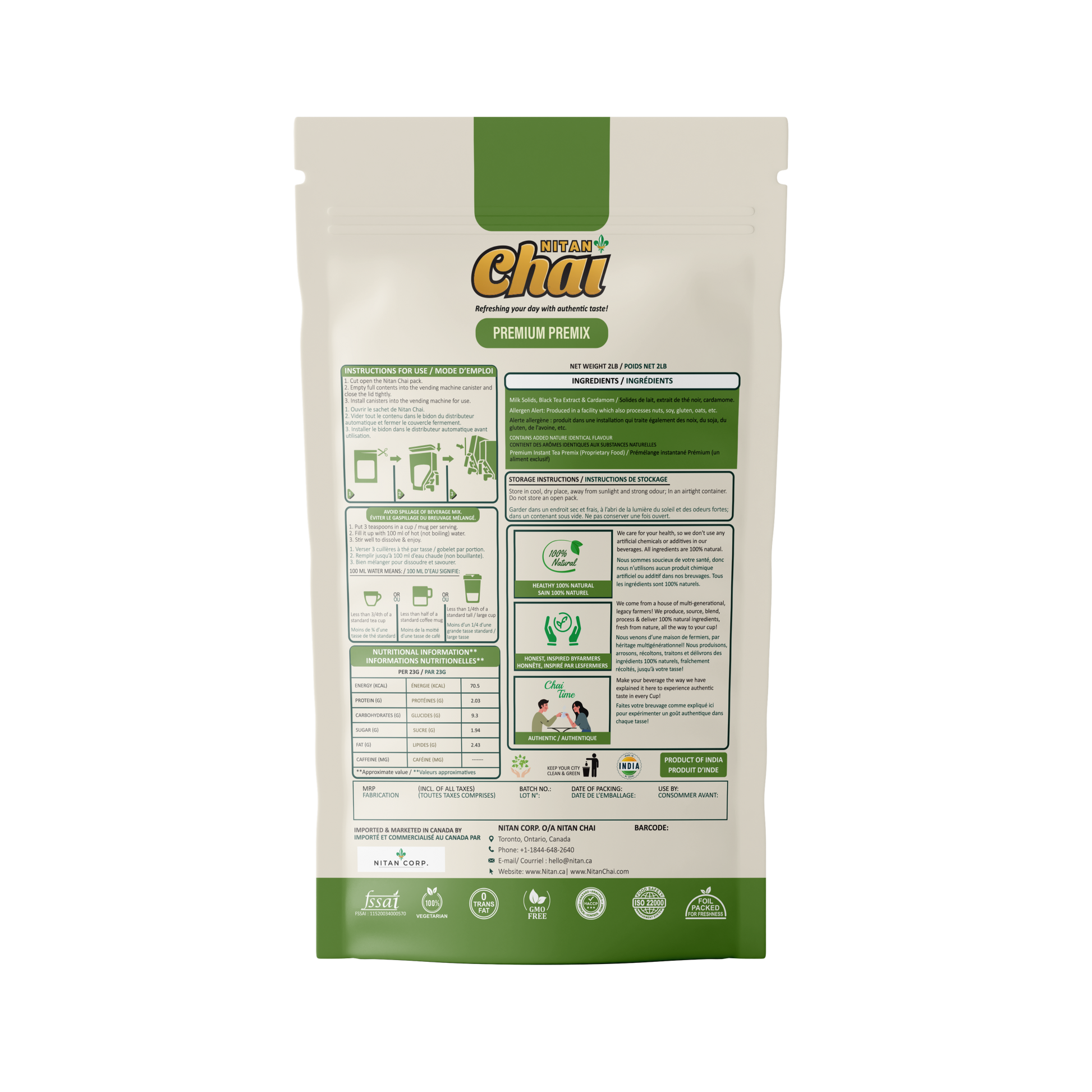 Chai powder packaging